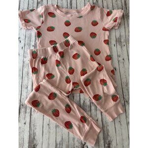 Old Navy Girls Pink Strawberry Printed Snug-Fit Pajama Set for Toddler 5T